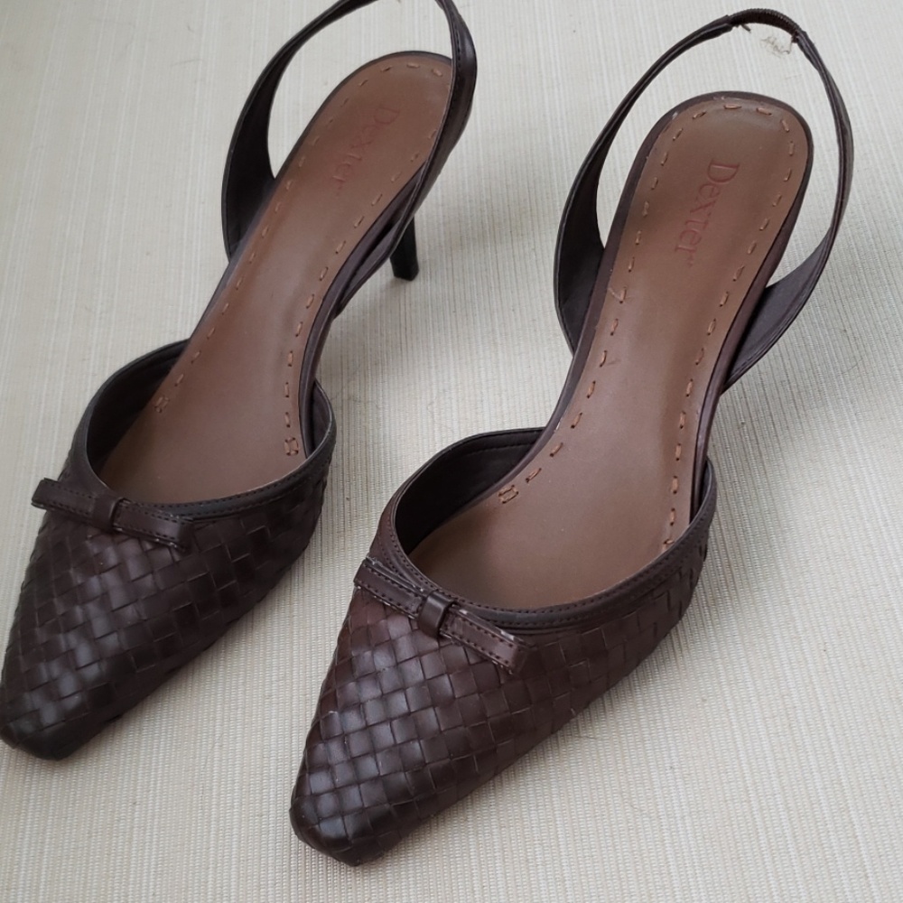 Brown leather Slingback Pumps 9.5